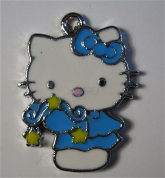 bedeltje/charm emaille :hello kitty lantaarn blauw - 20x26mm - 1