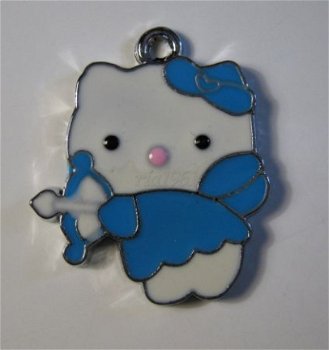 bedeltje/charm emaille :hello kitty pijl+boog blauw -19x23mm - 1