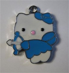 bedeltje/charm emaille :hello kitty pijl+boog blauw -19x23mm