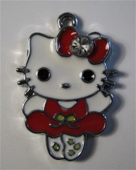 bedeltje/charm emaille :hello kitty ballerina rood - 25x17mm - 1
