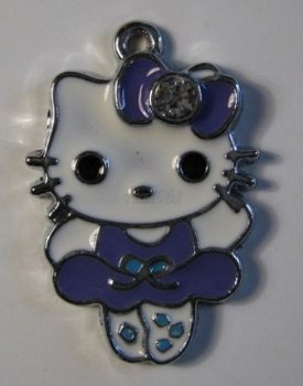 bedeltje/charm emaille :hello kitty ballerina paars -25x17mm - 1