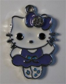 bedeltje/charm emaille :hello kitty ballerina paars -25x17mm