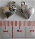 Love : Bedel hartje met roosje 15 x 10 mm. - 1 - Thumbnail