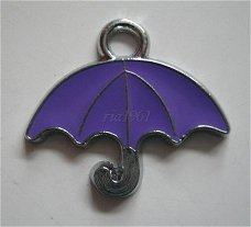 bedeltje/charm emaille: paraplu paars - 21x19 mm (nog11 st.)