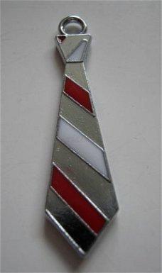 bedeltje/charm emaille:stropdas rood - 39x10 mm (nog 4 st.)