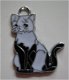 bedeltje/charm emaille:poes wit - 28x22 mm (nog 3 st.) - 1 - Thumbnail