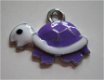 bedeltje/charm emaille:schildpad paars - 24x17 mm (nog 3 st.) - 1 - Thumbnail