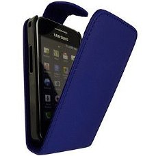 Leer Hoesje voor Samsung B5510 Galaxy Y Txt en Pro, Blauw, N
