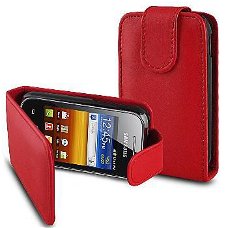 Leer Hoesje voor Samsung B5510 Galaxy Y Txt en Pro, Rood, Ni