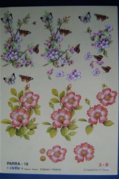 nr.186 3d knipvel bloemen / vlinders - 1