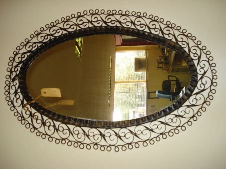 prachtige retro spiegel van gekruld smeedijzer in de lengte - 1