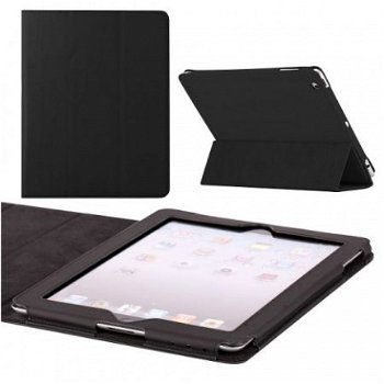 Springy Leather Protective Case voor iPad 2 en iPad 3 zwart, - 1