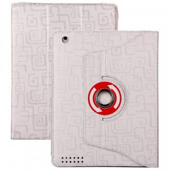 360 Degree Rotatable wit Leather Case Hoes iPad 2 en iPad 3, - 1