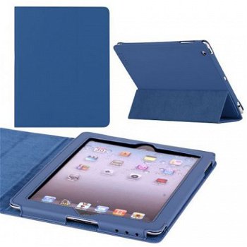 Springy Leather Protective Case voor iPad 2 en iPad 3 blauw, - 1