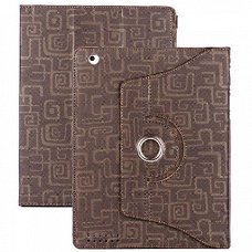 360 Degree Rotatable bruin Leather Case Hoes iPad 2 en iPad