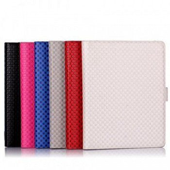 Grid Grain Stand Leather Case Hoesjes voor iPad 2 en iPad 3, - 1