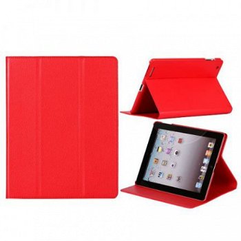 Elegant Style Stand Leather Case Hoes voor iPad 3 rood, Nieu - 1