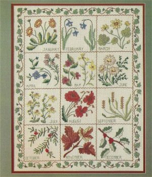 borduurpatroon 7269 bloemenkalender - 1