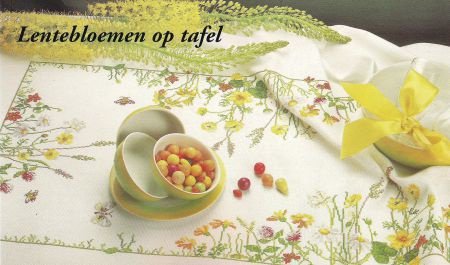 borduurpatroon 7271 lentebloemen op tafel - 1