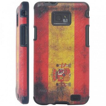 Spain Flag Pattern TPU Silicon Case Hoesje Samsung Galaxy S2 - 1