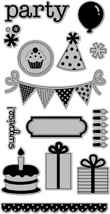 Doodlebug cling stamp party time