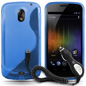 Comutter Silicone blauw hoesje+ autolader Samsung i9250 Gala - 1