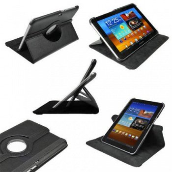 Rotating Leather Stand Case Samsung Galaxy Tab 8.9 zwart, Ni - 1