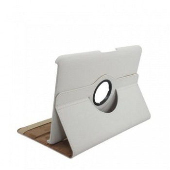 Rotating Leather Stand Case Samsung Galaxy Tab 8.9 wit, Nieu - 1