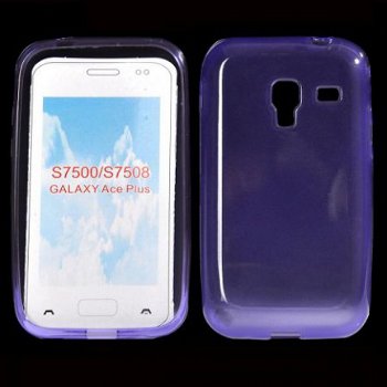 Stylish TPU Case Hoesje Samsung Galaxy Ace Plus S7500 paars, - 1