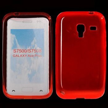 Stylish TPU Case Hoesje Samsung Galaxy Ace Plus S7500 rood, - 1