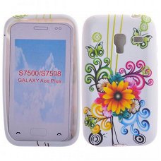 Floral Soft TPU Hoesje Samsung S7500 Galaxy ace Plus, Nieuw,