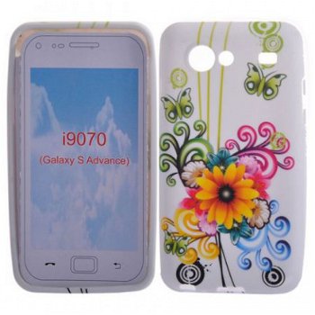 Floral Soft TPU Case hoesje voor Samsung i9070 Galaxy S Adva - 1