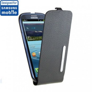 Samsung i9300 Galaxy S3 Leather Flip Case black Origineel, N - 1