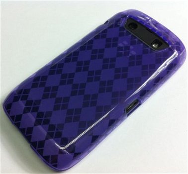 Argyle TPU Silicone hoesjes Blackberry 9860 Torch Paars, Nie - 1