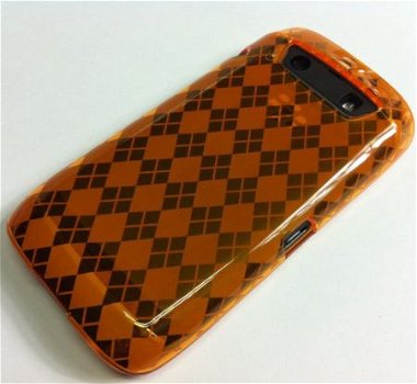 Argyle TPU Silicone hoesjes Blackberry 9860 Torch Oranje, Ni - 1