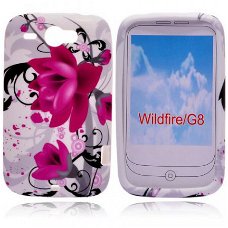 Flowers Silicone hoesje pink HTC Wildfire, Nieuw, €6.99