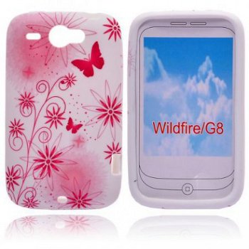 Little Flowers and Butterflies Silicone hoesje HTC Wildfire, - 1