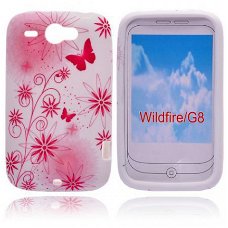 Little Flowers and Butterflies Silicone hoesje HTC Wildfire,