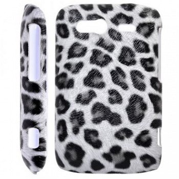 Black Leopard Grain Plastic Yellow Hard Case voor HTC Wildfi - 1