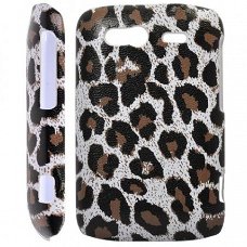 Brown Leopard Grain Plastic Yellow Hard Case voor HTC Wildfi