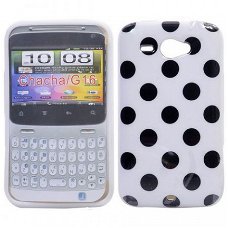 TPU Protective Hoesje White with Black Dots HTC Chacha G16,