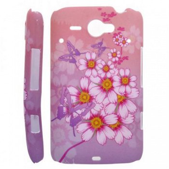 Pink Flower Hard Protective Case Hoesje HTC ChaCha G16, Nieu - 1