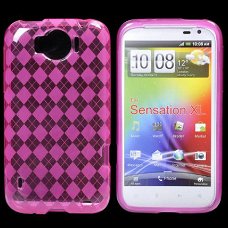 Argyle TPU Case Hoesje Pink HTC Sensation XL, Nieuw, €7.99