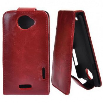 Leather Flip Case voor HTC One X rood, Nieuw, €12 - 1