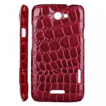 Crocodile Leather Coat Hard Case hoesje voor HTC One X rood, - 1