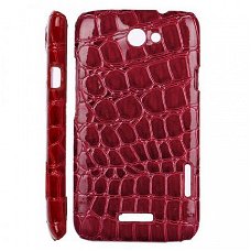 Crocodile Leather Coat Hard Case hoesje voor HTC One X rood,