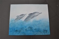 Schilderij YML 6: Dolfijnen (Yvonne van der Laan)