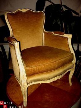 Chique wit dames-fauteuiltje met veloursstoffering - 1