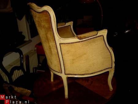 Chique wit dames-fauteuiltje met veloursstoffering - 1