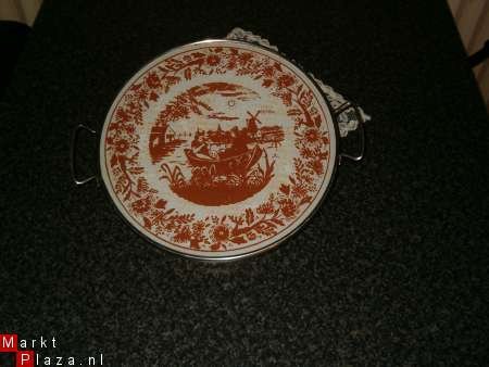 dienblad met glas en metalen rand - nr. 1